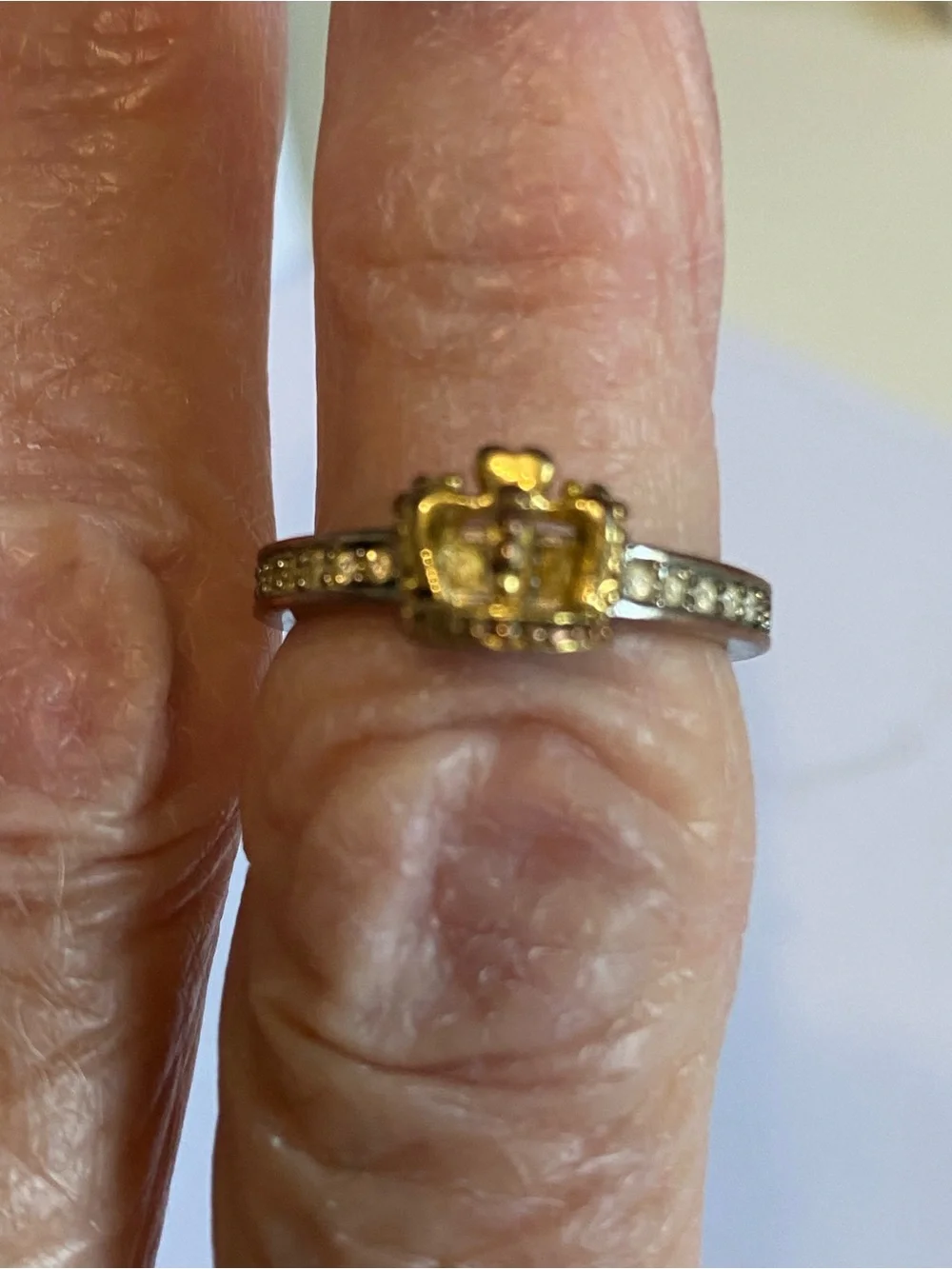 Gold-Tone Crown Ring with Clear Accent Stones - Juicy Couture size 7